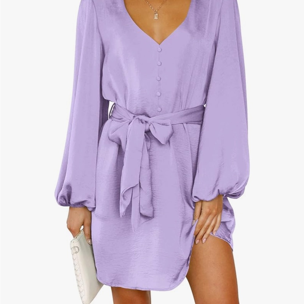 Flowy Satin Purple Women's Dress